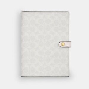 Coach Notebook In Signature Canvas, chalk white, lined pages, refillable